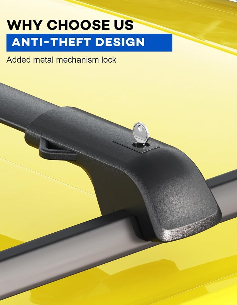 wonderdriver 300lb Roof Rack Cross Bars Compatible with 2023-2026 Kia Sportage X-Line AWD/X-Pro/X-Pro Prestige with Raised Rail, (Not for SX &EX &LX with Flushed Rail and Panoramic Sunroof) Lockable - Image 4